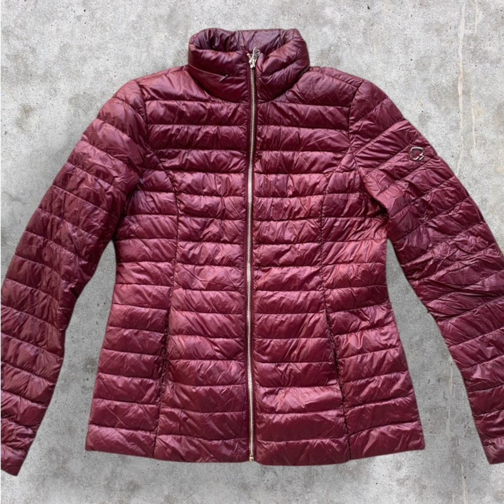 Kate Spade Women's Quilted Down Puffer Burgundy Jacket XS Coat